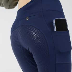 Navy Blue Full Seat Silicone Design Horse Riding Tights Leggings